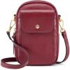 Kattee Small Leather Crossbody Bags for Women, Crossbody Cell Phone Purses Shoulder Handbags with Card Slots, RFID Blocking(Wine Red)