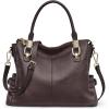 Kattee Soft Women Genuine Leather Purses and Handbags Satchel Tote Shoulder Bag(Coffee)