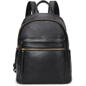 Kattee Genuine Leather Backpack Purse for Women Multi-functional Elegant Daypack Soft Leather Shoulder Bag Shopping Trip, Medium, Light Green(Black)