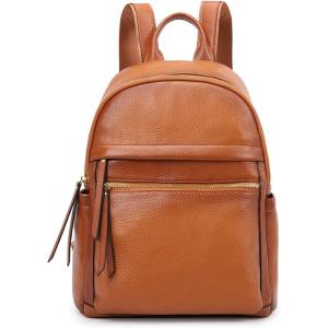 Kattee Genuine Leather Backpack Purse for Women Multi-functional Elegant Daypack Soft Leather Shoulder Bag Shopping Trip, Medium, Light Green(Brown)