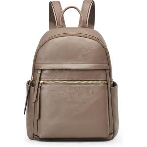 Kattee Genuine Leather Backpack Purse for Women Multi-functional Elegant Daypack Soft Leather Shoulder Bag Shopping Trip, Medium, Light Green(Khaki)