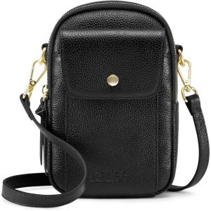 Kattee Small Leather Crossbody Bags for Women, Crossbody Cell Phone Purses Shoulder Handbags with Card Slots, RFID Blocking(Black)
