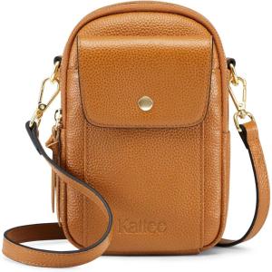 Kattee Small Leather Crossbody Bags for Women, Crossbody Cell Phone Purses Shoulder Handbags with Card Slots, RFID Blocking(Brown)