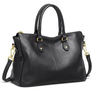 Kattee Soft Leather Tote Bags for Women, Shoulder Satchel Purses and Handbags(Black)