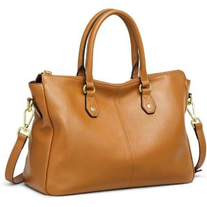 Kattee Soft Leather Tote Bags for Women, Shoulder Satchel Purses and Handbags(Brown)