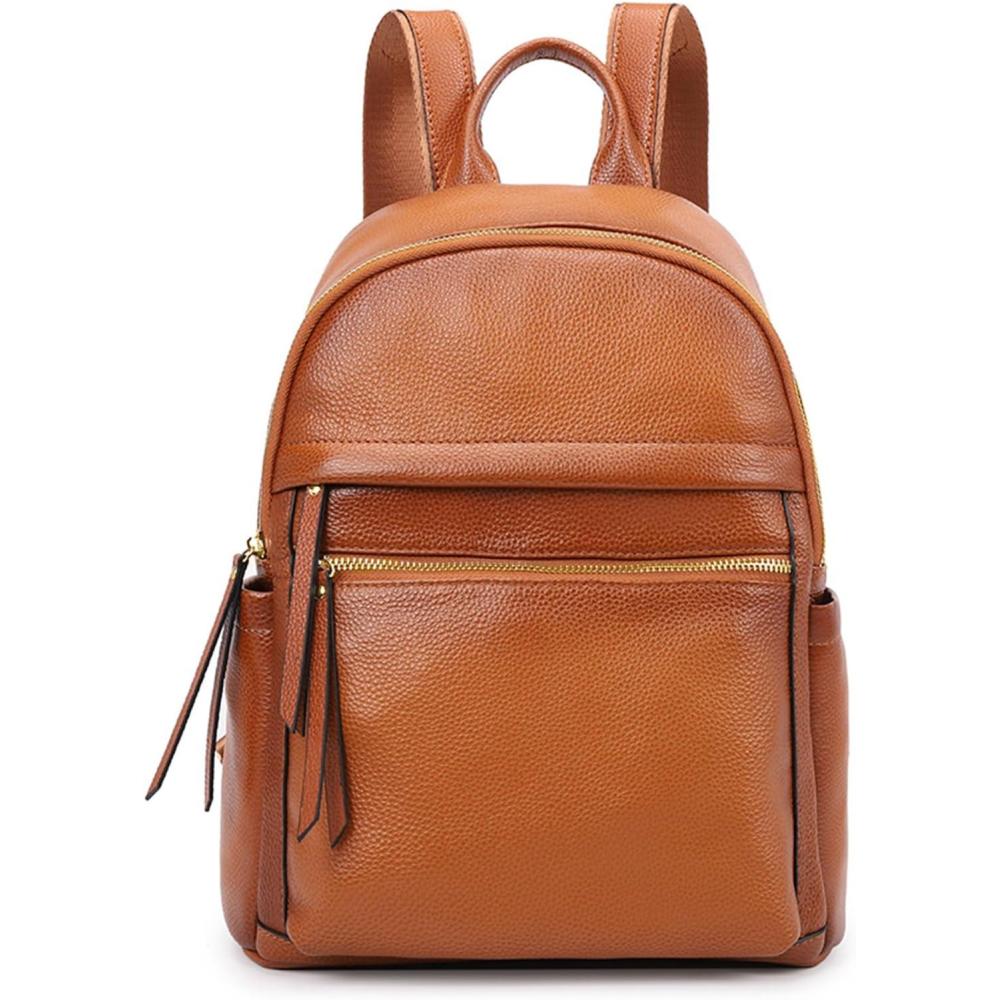 imageKattee Genuine Leather Backpack Purse for Women Multifunctional Elegant Daypack Soft Leather Shoulder Bag Shopping Trip Medium BlackBrown