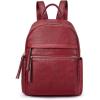 Kattee Genuine Leather Backpack Purse for Women Multi-functional Elegant Daypack Soft Leather Shoulder Bag Shopping Trip, Medium, Black(Wine Red)