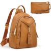 Kattee Genuine Leather Backpack Purses for Women Soft Casual Daypack Fashion Travel Bags with Wristlet Wallet (Brown)
