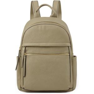 Kattee Genuine Leather Backpack Purse for Women Multi-functional Elegant Daypack Soft Leather Shoulder Bag Shopping Trip, Medium, Black(Light Green)