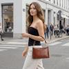 Kattee Genuine Leather Crossbody Bags for Women Small Shoulder Purse Handbags with 2 Detachable Straps 6 Card Slots(Dark Brown)