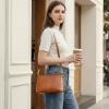 Kattee Genuine Leather Crossbody Bags for Women Small Shoulder Purse Handbags with 2 Detachable Straps 6 Card Slots(Light Brown)