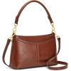 Kattee Genuine Leather Crossbody Bags for Women Small Shoulder Purse Handbags with 2 Detachable Straps 6 Card Slots(Dark Brown)