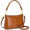 Kattee Genuine Leather Crossbody Bags for Women Small Shoulder Purse Handbags with 2 Detachable Straps 6 Card Slots(Light Brown)