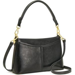 Kattee Genuine Leather Crossbody Bags for Women Small Shoulder Purse Handbags with 2 Detachable Straps 6 Card Slots(Black)