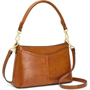 Kattee Genuine Leather Crossbody Bags for Women Small Shoulder Purse Handbags with 2 Detachable Straps 6 Card Slots(Light Brown)