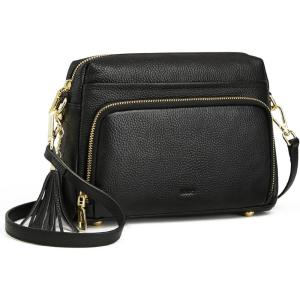 Kattee Leather Crossbody Bags for Women Small Anti Theft Cross Body Shoulder Purse with Built in RFID Wallet(Black)