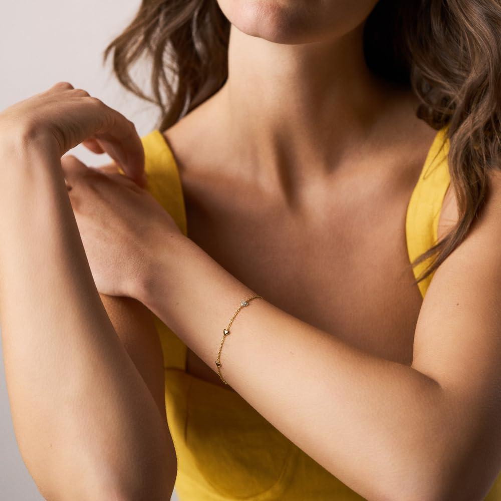 imageFossil Womens Sutton Heartbeat GoldTone Brass Station Bracelet