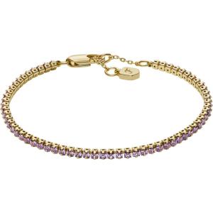 Fossil Women’s Ellis Pavé Glitz Amethyst Color Gold-Tone Brass Tennis Chain Bracelet