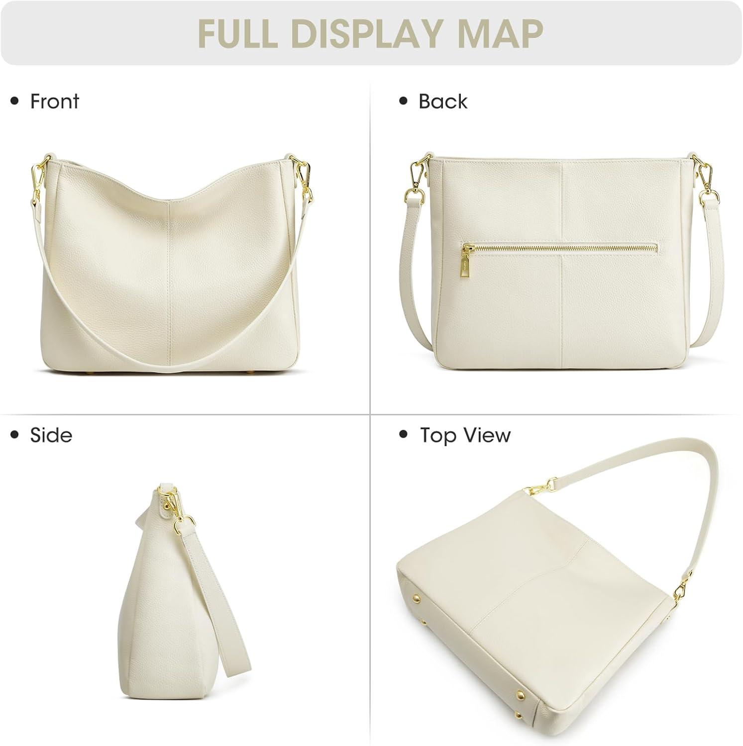 imageKattee Leather Purses for Women Hobo Crossbody Bag for Women Slouchy Shoulder Handbags with 2 Shoulder StrapsBeige