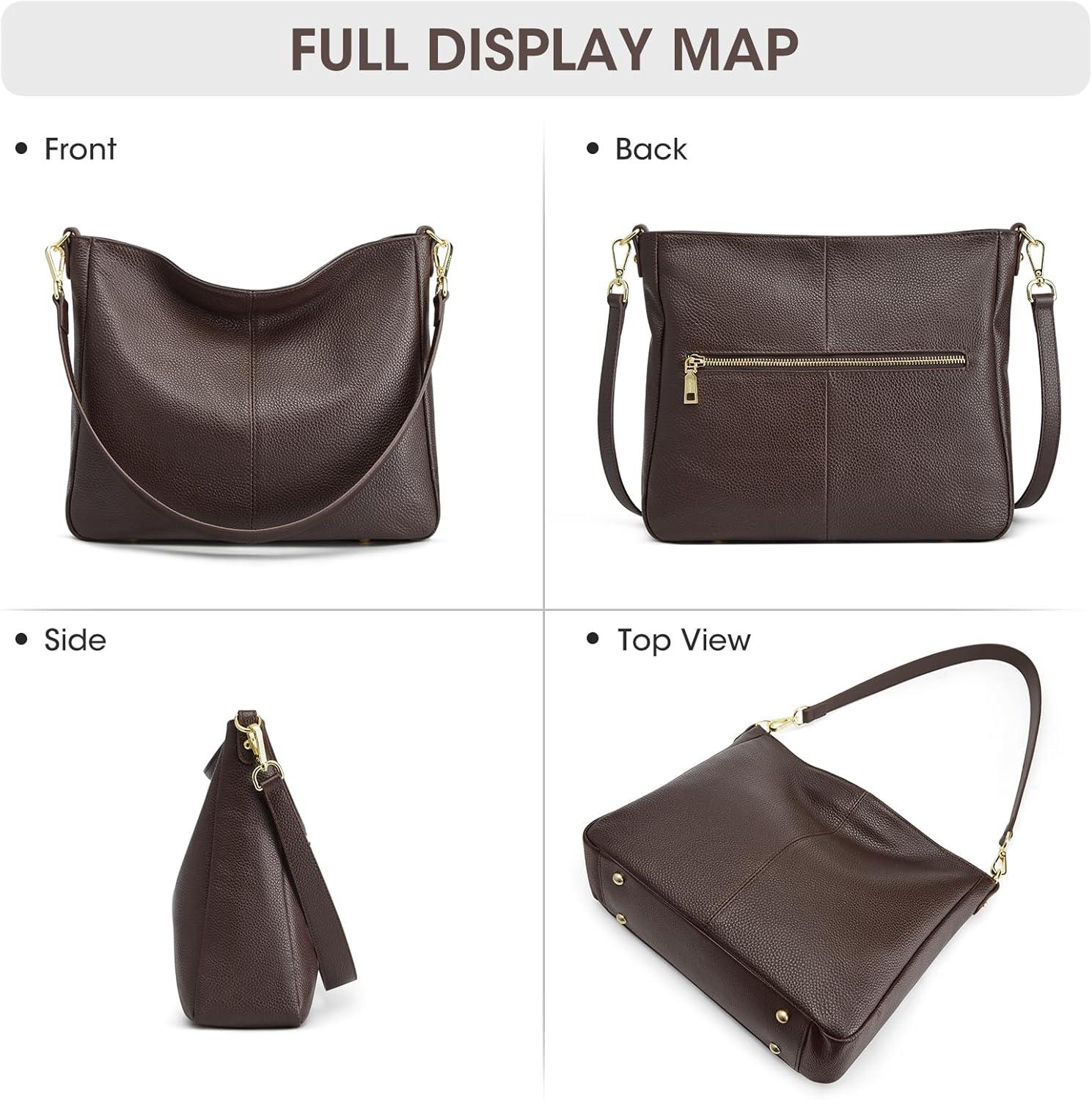 imageKattee Leather Purses for Women Hobo Crossbody Bag for Women Slouchy Shoulder Handbags with 2 Shoulder StrapsCoffee