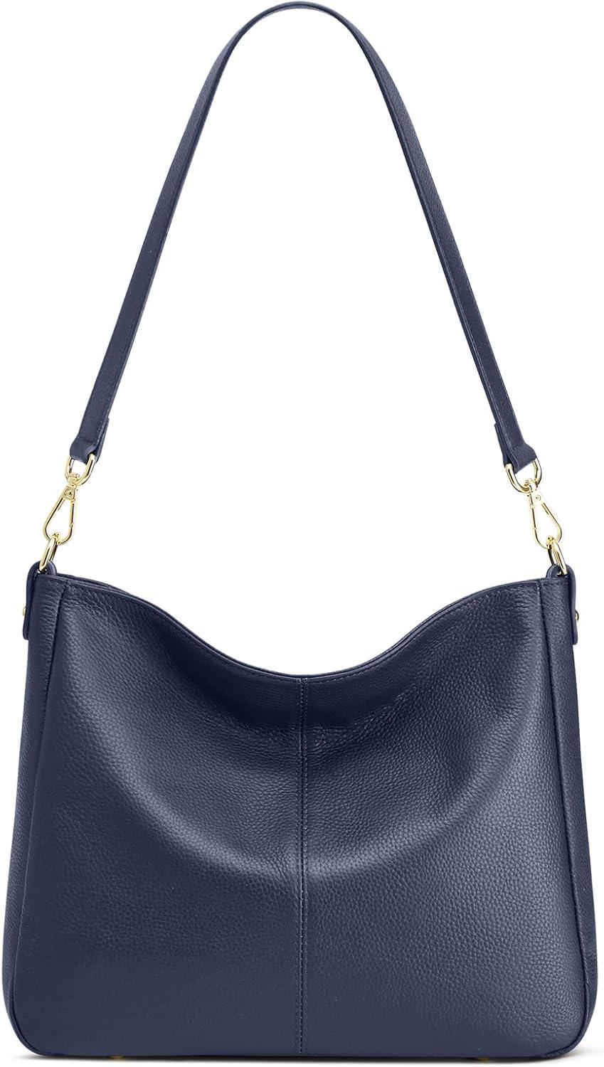 imageKattee Leather Purses for Women Hobo Crossbody Bag for Women Slouchy Shoulder Handbags with 2 Shoulder StrapsDark Blue