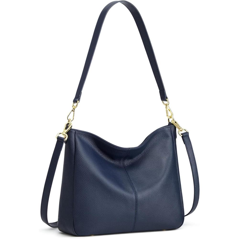 imageKattee Leather Purses for Women Hobo Crossbody Bag for Women Slouchy Shoulder Handbags with 2 Shoulder StrapsDark Blue