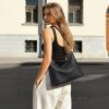 Kattee Leather Purses for Women, Hobo Crossbody Bag for Women, Slouchy Shoulder Handbags with 2 Shoulder Straps(Black)