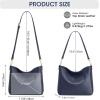 Kattee Leather Purses for Women, Hobo Crossbody Bag for Women, Slouchy Shoulder Handbags with 2 Shoulder Straps(Dark Blue)