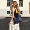 Kattee Leather Purses for Women, Hobo Crossbody Bag for Women, Slouchy Shoulder Handbags with 2 Shoulder Straps(Dark Blue)