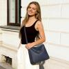 Kattee Leather Purses for Women, Hobo Crossbody Bag for Women, Slouchy Shoulder Handbags with 2 Shoulder Straps(Dark Blue)