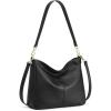 Kattee Leather Purses for Women, Hobo Crossbody Bag for Women, Slouchy Shoulder Handbags with 2 Shoulder Straps(Black)
