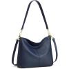 Kattee Leather Purses for Women, Hobo Crossbody Bag for Women, Slouchy Shoulder Handbags with 2 Shoulder Straps(Dark Blue)