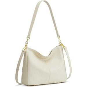 Kattee Leather Purses for Women, Hobo Crossbody Bag for Women, Slouchy Shoulder Handbags with 2 Shoulder Straps(Beige)