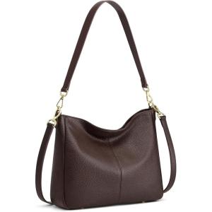 Kattee Leather Purses for Women, Hobo Crossbody Bag for Women, Slouchy Shoulder Handbags with 2 Shoulder Straps(Coffee)