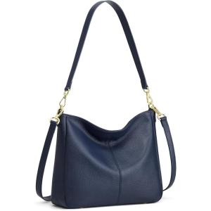 Kattee Leather Purses for Women, Hobo Crossbody Bag for Women, Slouchy Shoulder Handbags with 2 Shoulder Straps(Dark Blue)