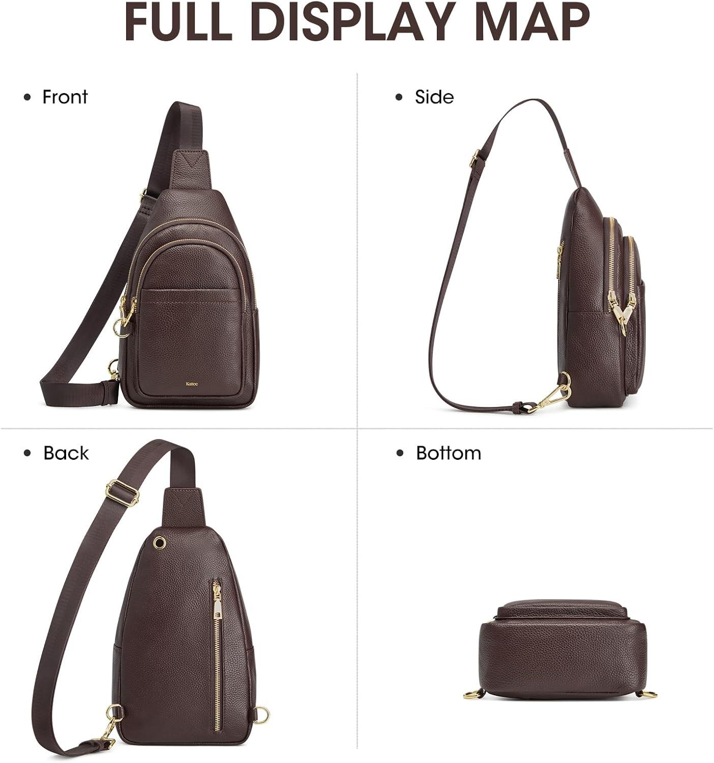 imageKattee Sling Bag for Women Leather Fanny Packs Crossbody Purse Small Chest Bag for Travel with RFID BlockingCoffee