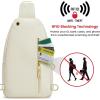 Kattee Sling Bag for Women, Leather Fanny Packs Crossbody Purse, Small Chest Bag for Travel with RFID Blocking(Beige)