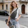 Kattee Sling Bag for Women, Leather Fanny Packs Crossbody Purse, Small Chest Bag for Travel with RFID Blocking(Black)