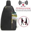Kattee Sling Bag for Women, Leather Fanny Packs Crossbody Purse, Small Chest Bag for Travel with RFID Blocking(Black)