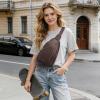Kattee Sling Bag for Women, Leather Fanny Packs Crossbody Purse, Small Chest Bag for Travel with RFID Blocking(Coffee)