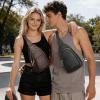 Kattee Sling Bag for Women, Leather Fanny Packs Crossbody Purse, Small Chest Bag for Travel with RFID Blocking(Coffee)