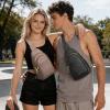 Kattee Sling Bag for Women, Leather Fanny Packs Crossbody Purse, Small Chest Bag for Travel with RFID Blocking(Khaki)