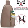 Kattee Sling Bag for Women, Leather Fanny Packs Crossbody Purse, Small Chest Bag for Travel with RFID Blocking(Khaki)