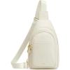Kattee Sling Bag for Women, Leather Fanny Packs Crossbody Purse, Small Chest Bag for Travel with RFID Blocking(Beige)