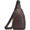 Kattee Sling Bag for Women, Leather Fanny Packs Crossbody Purse, Small Chest Bag for Travel with RFID Blocking(Coffee)