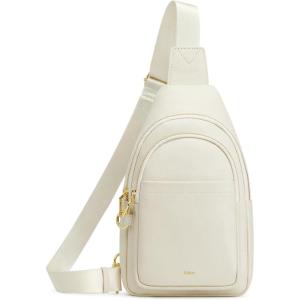 Kattee Sling Bag for Women, Leather Fanny Packs Crossbody Purse, Small Chest Bag for Travel with RFID Blocking(Beige)