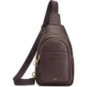 Kattee Sling Bag for Women, Leather Fanny Packs Crossbody Purse, Small Chest Bag for Travel with RFID Blocking(Coffee)