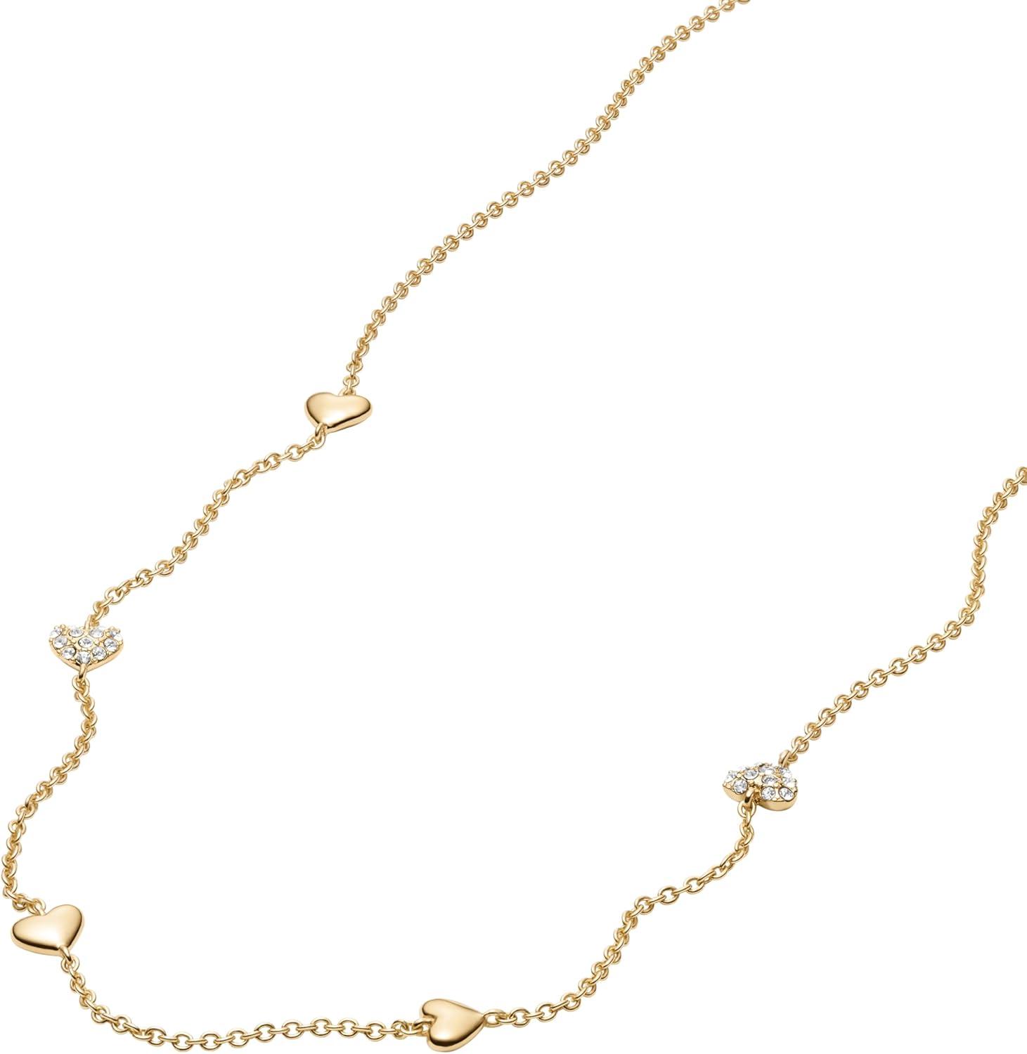 imageFossil Womens Sutton Heartbeat GoldTone Brass Station Necklace