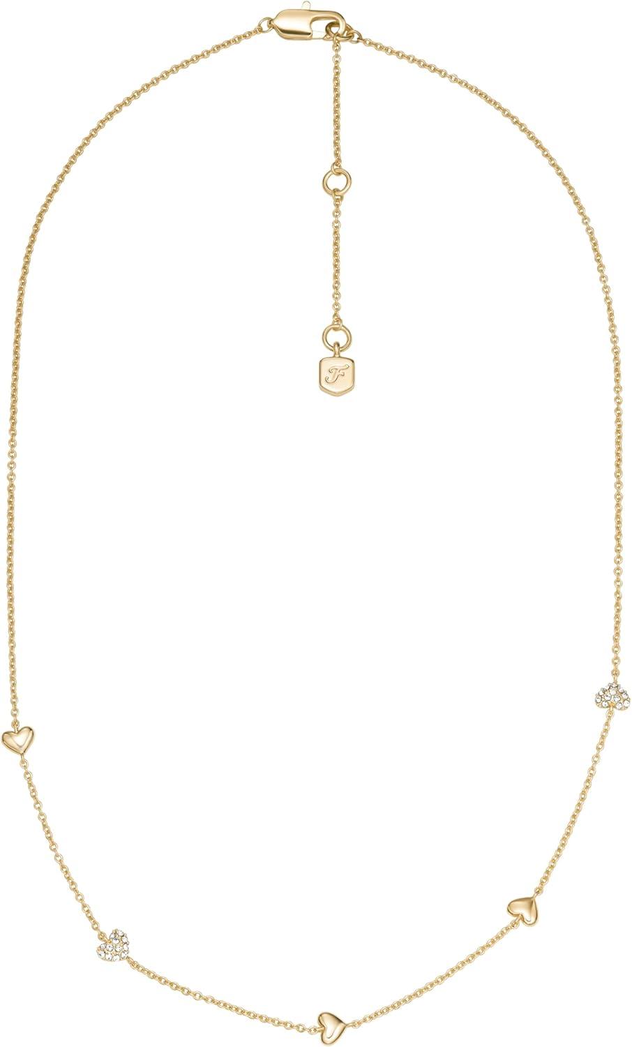 imageFossil Womens Sutton Heartbeat GoldTone Brass Station Necklace