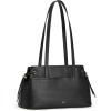 Kattee Genuine Leather Shoulder Bags for Women, Hobo Tote Handbags with Zipper Compartment for Travel(Black)